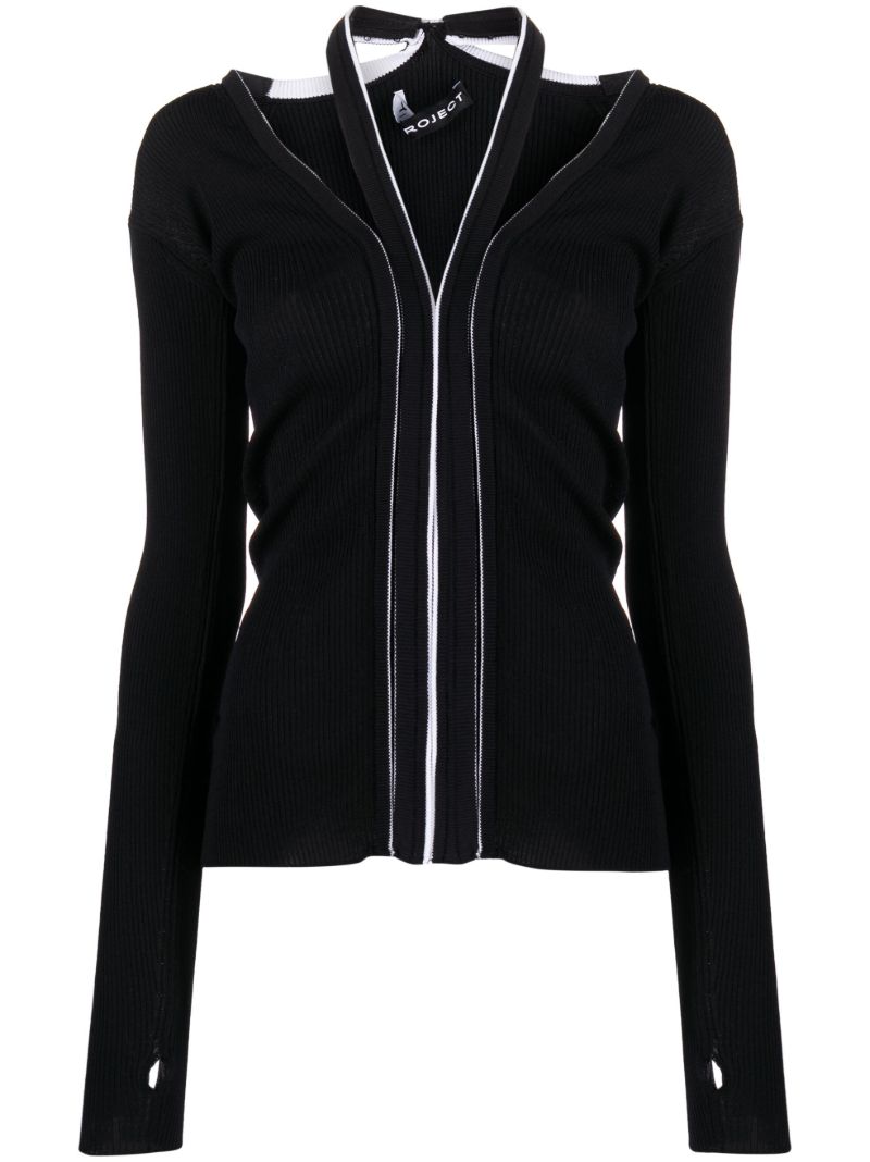 Black Hook and Eye Cut-out Cardigan