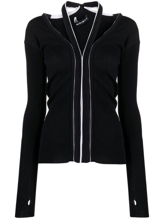 Black Hook and Eye Cut-out Cardigan