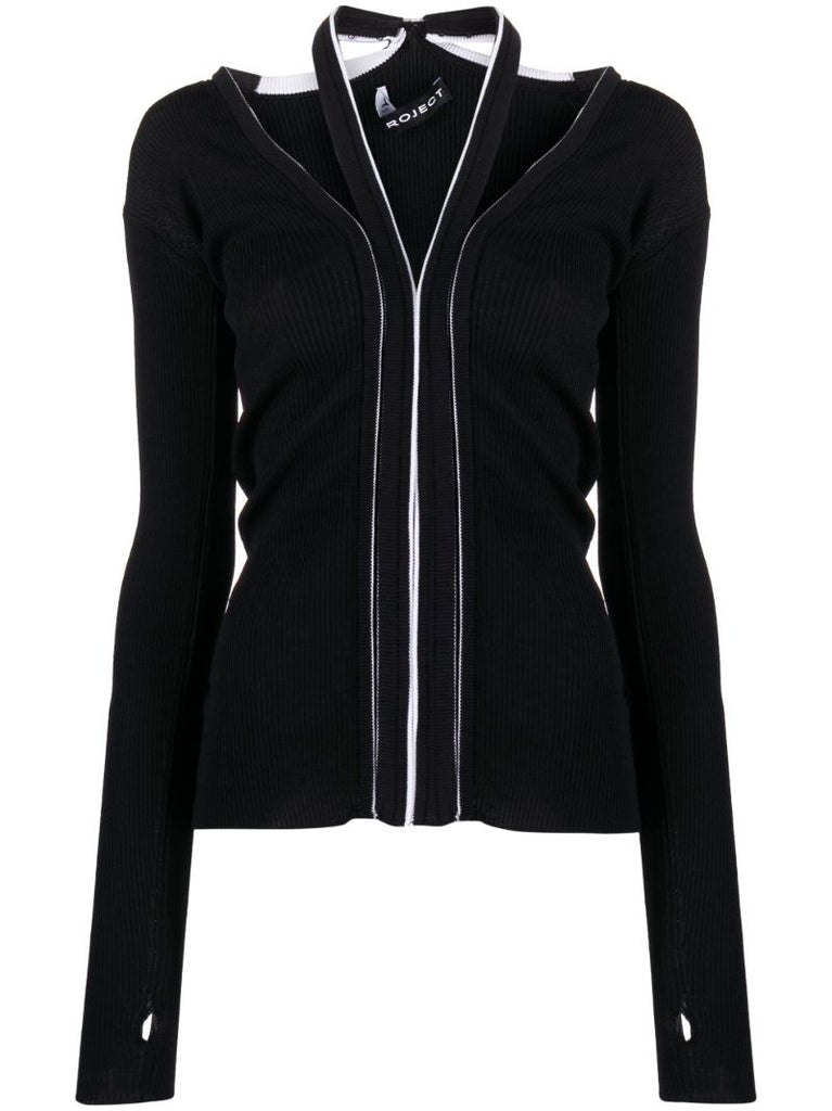 Black Hook and Eye Cut-out Cardigan