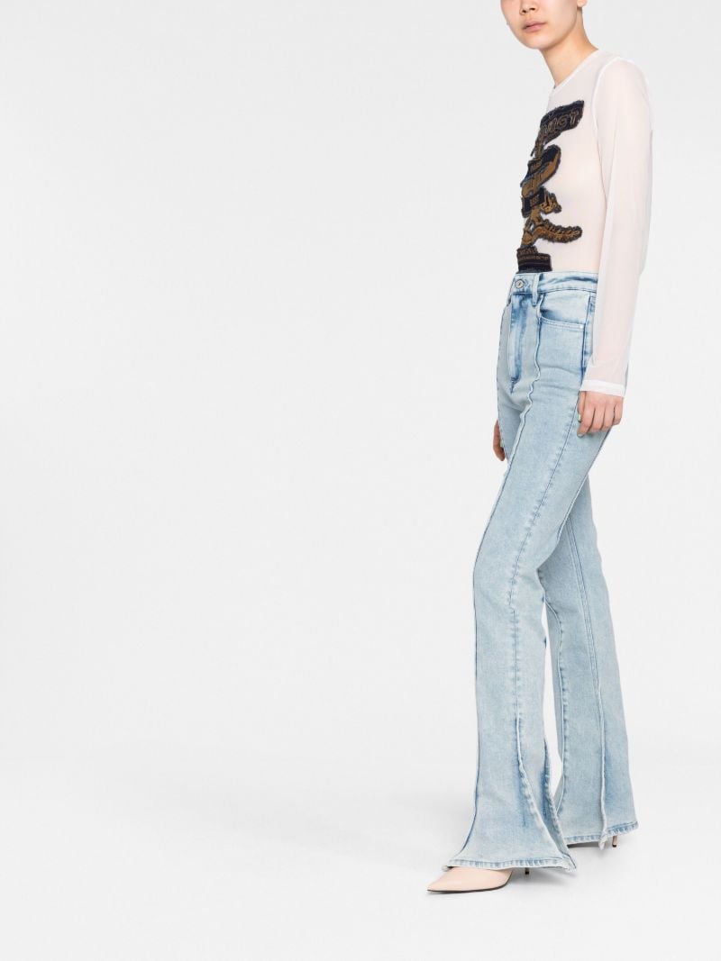 Blue Mid-rise Bell-bottom Jeans