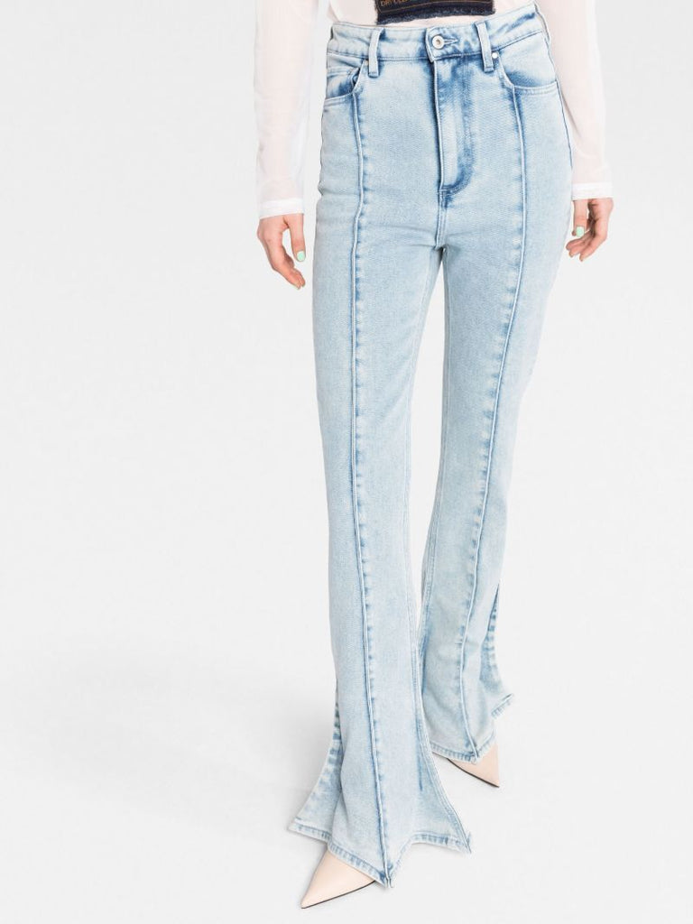 Blue Mid-rise Bell-bottom Jeans