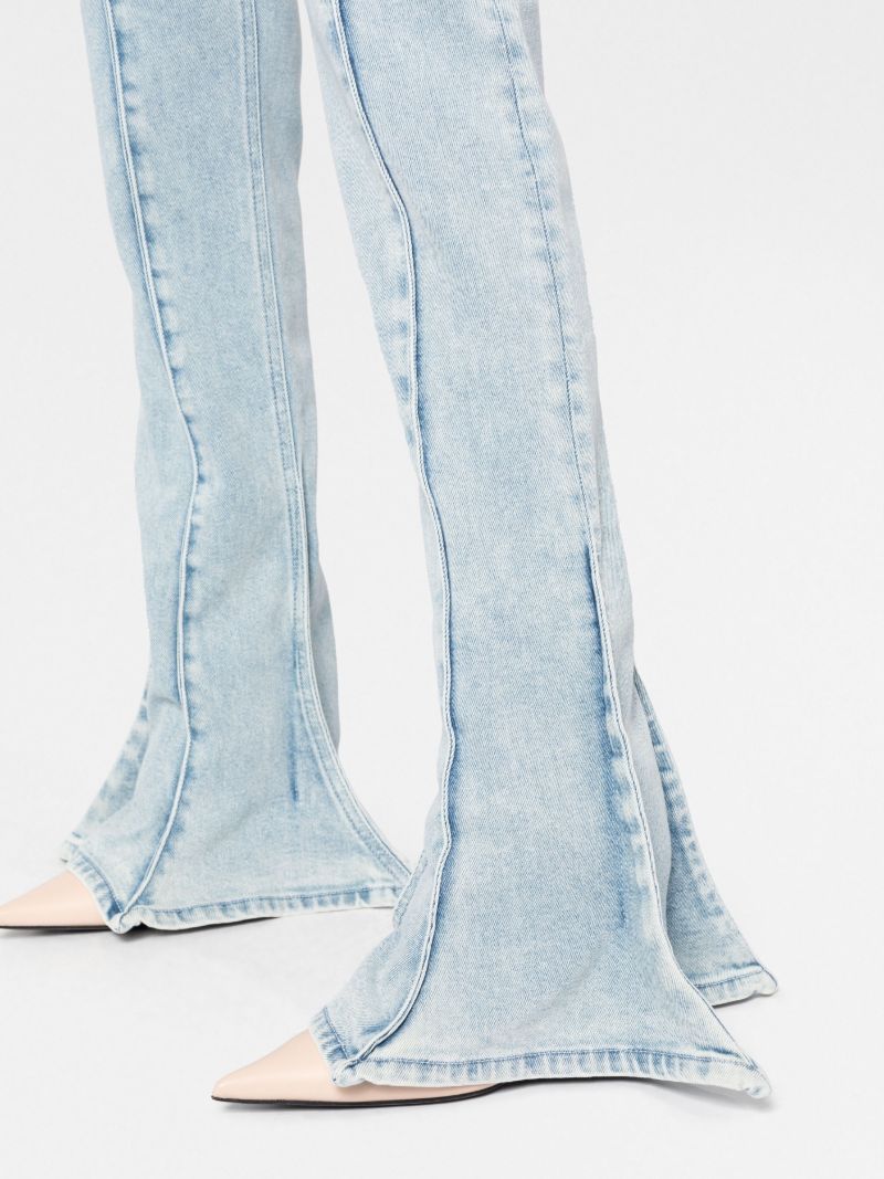 Blue Mid-rise Bell-bottom Jeans