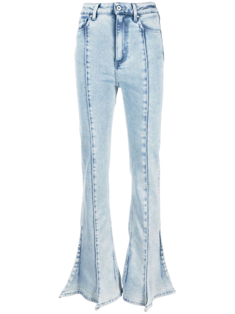 Blue Mid-rise Bell-bottom Jeans