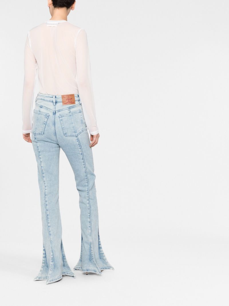 Blue Mid-rise Bell-bottom Jeans