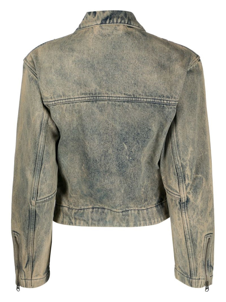 Neutral Tudor Zip-up Denim Jacket