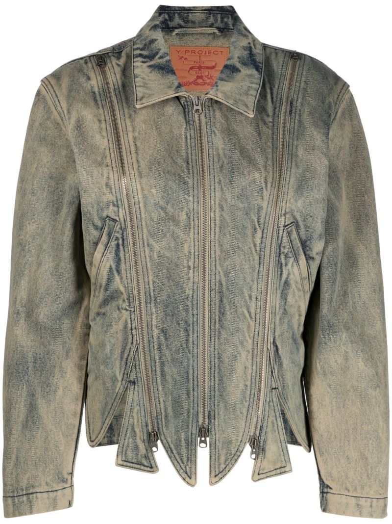 Neutral Tudor Zip-up Denim Jacket