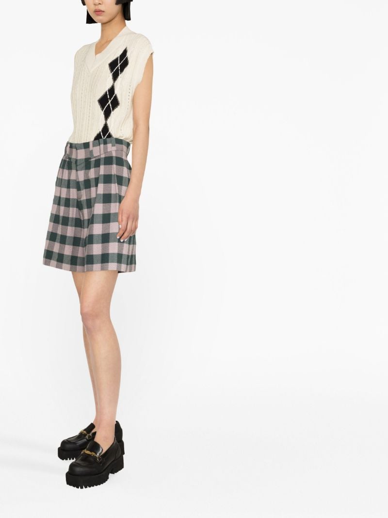 Green Harvey Gingham Print Shorts
