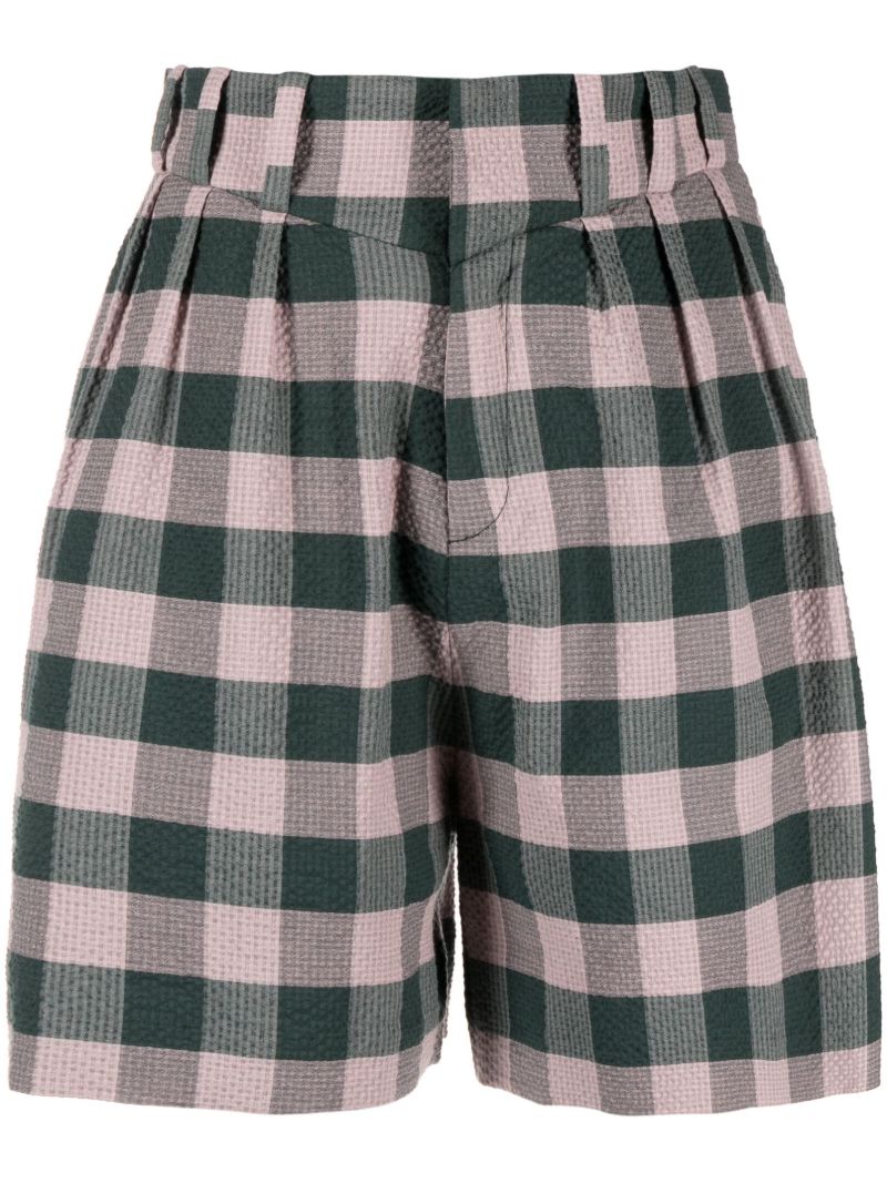 Green Harvey Gingham Print Shorts