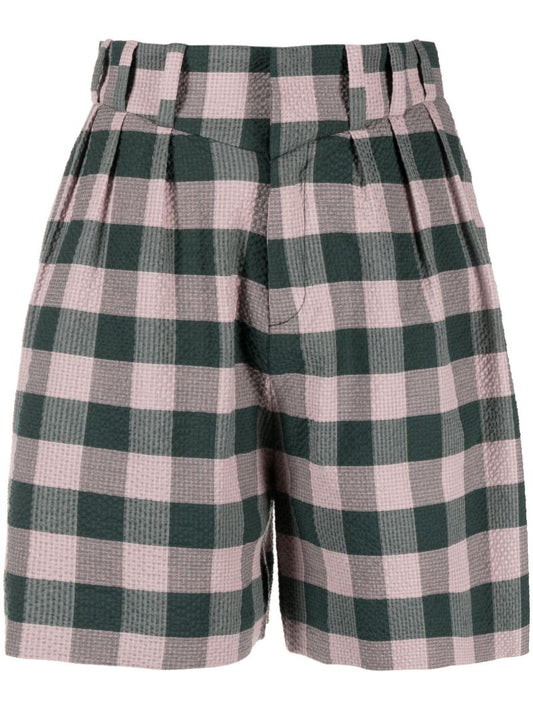 Green Harvey Gingham Print Shorts