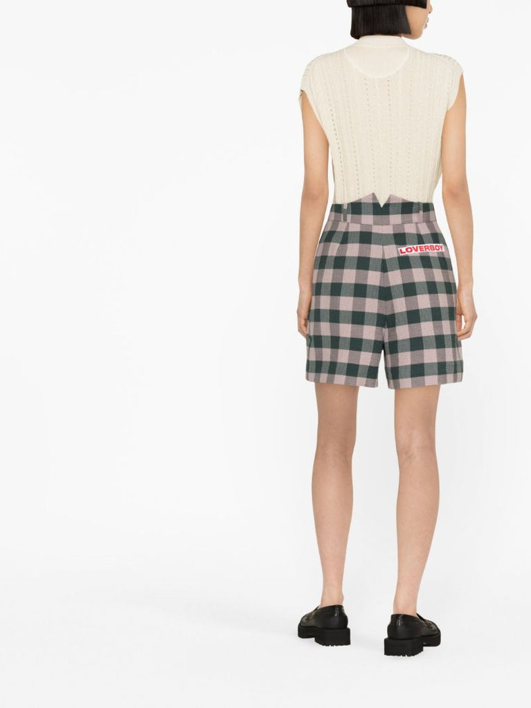 Green Harvey Gingham Print Shorts
