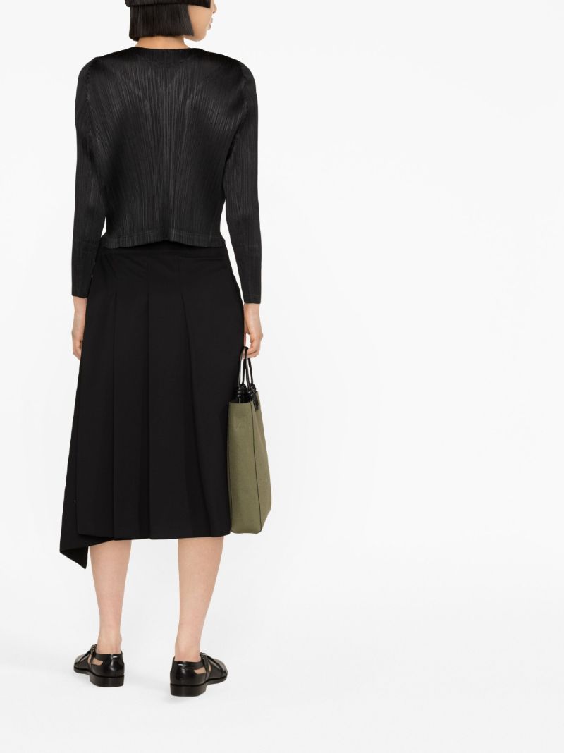 Black PlissÃ_x0083_Â© Buttoned Cardigan