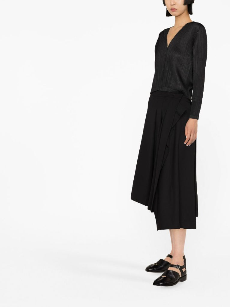 Black PlissÃ_x0083_Â© Buttoned Cardigan