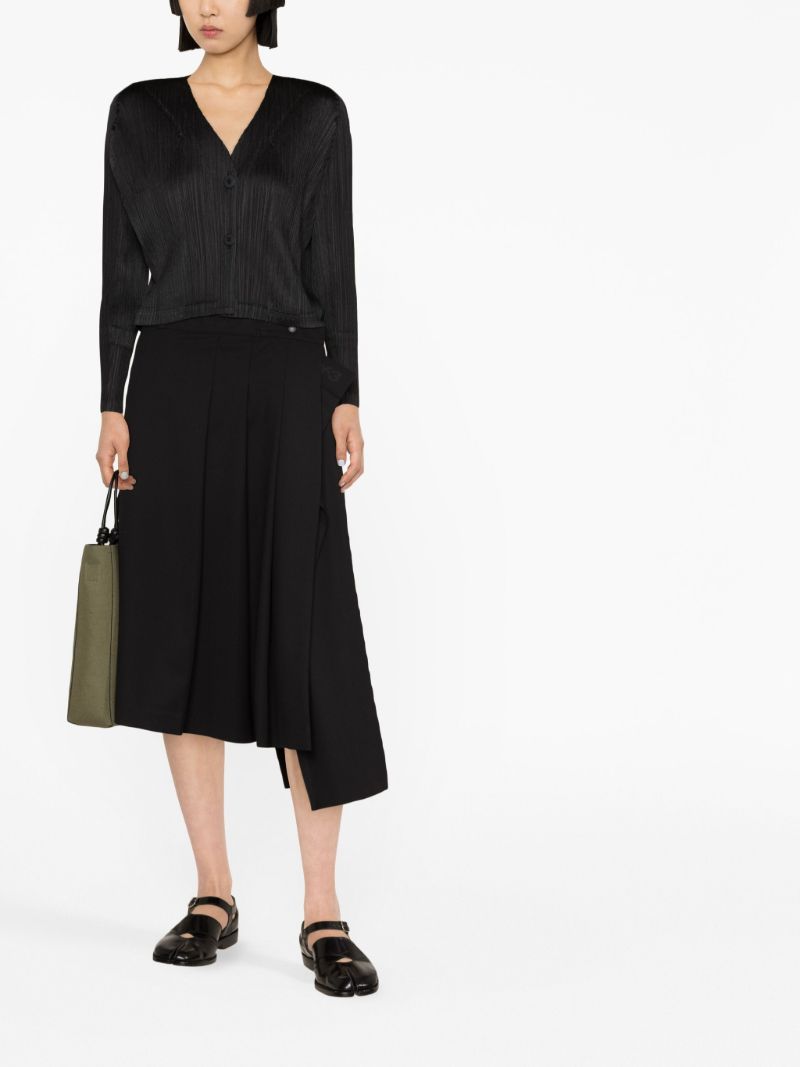 Black PlissÃ_x0083_Â© Buttoned Cardigan