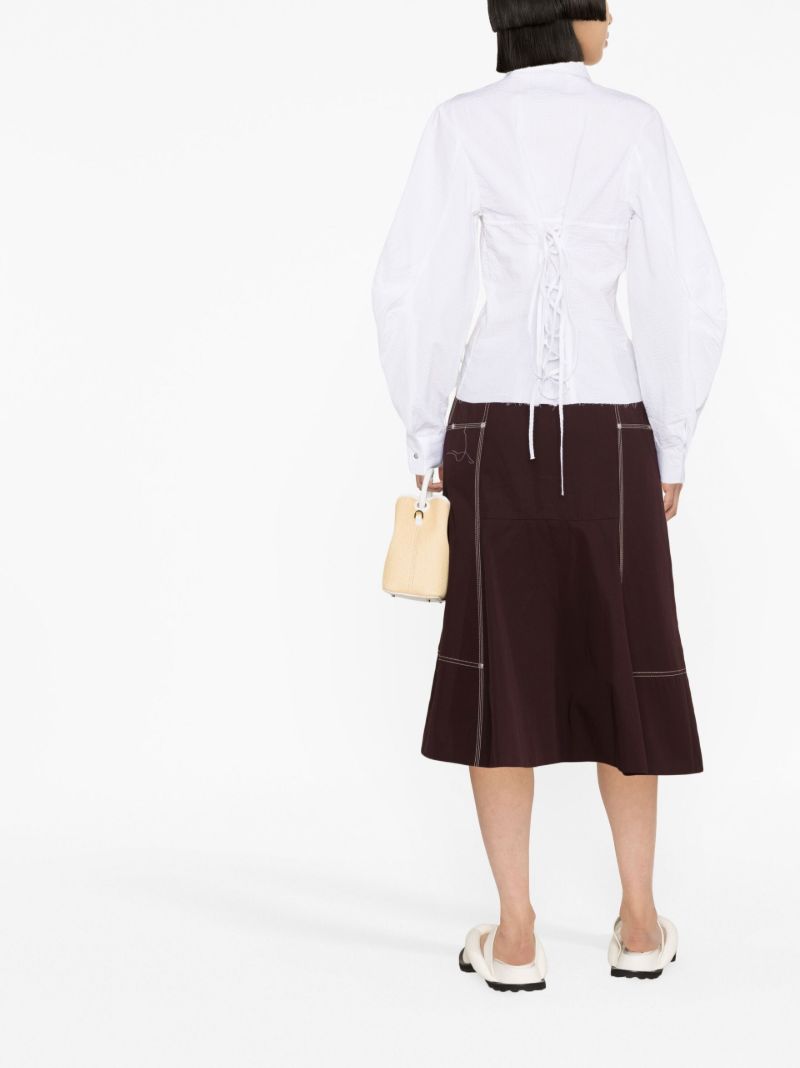 White Long Sleeve Corset Shirt