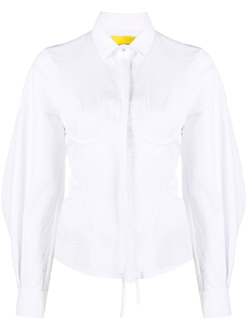 White Long Sleeve Corset Shirt
