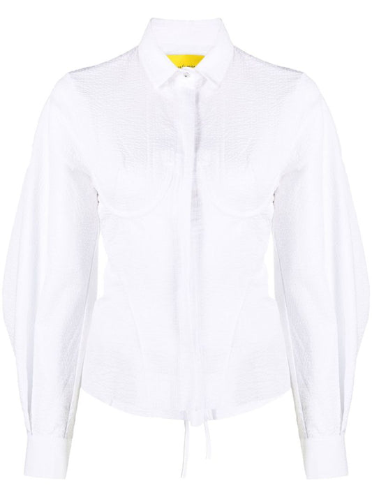 White Long Sleeve Corset Shirt