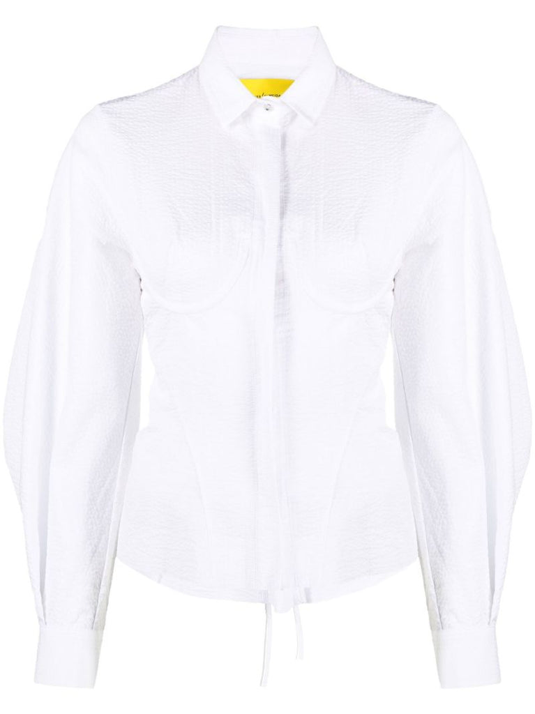 White Long Sleeve Corset Shirt