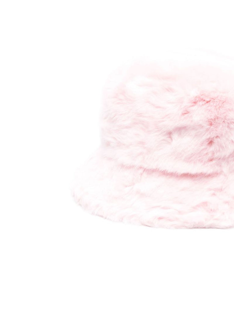 X Browns Pink Hape Faux Fur Bucket Hat