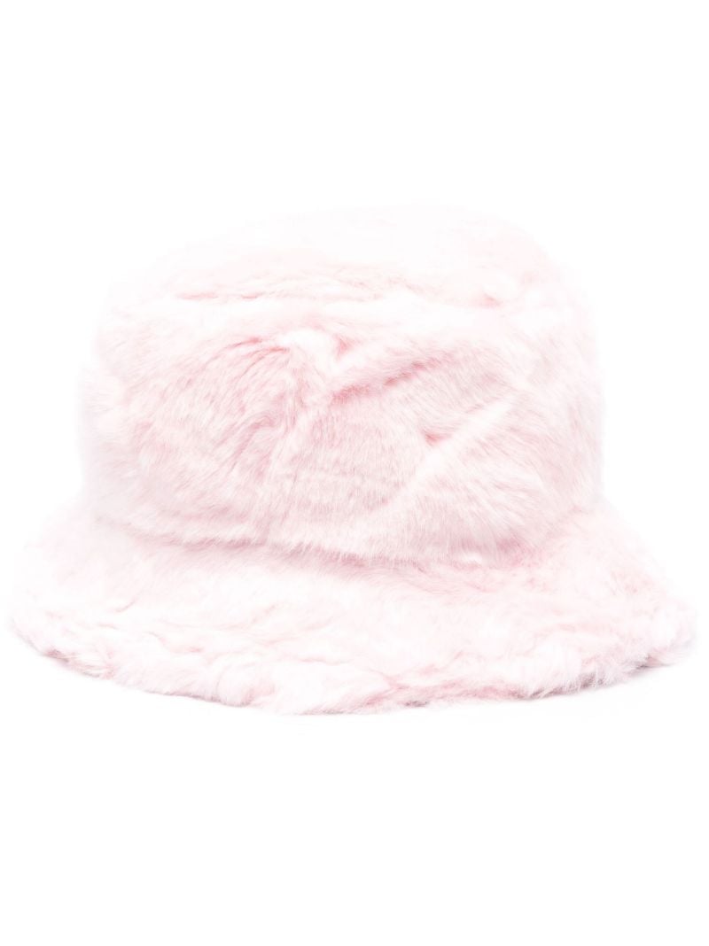 X Browns Pink Hape Faux Fur Bucket Hat