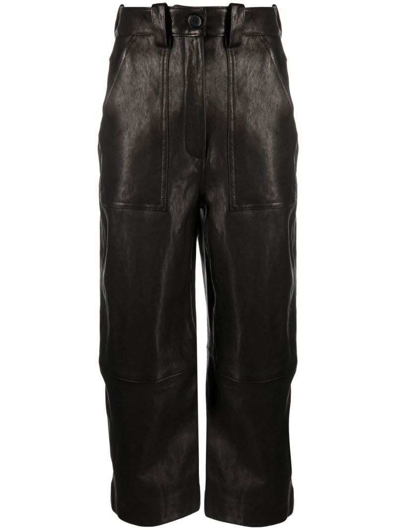 Black the Hewey Cropped Leather Trousers