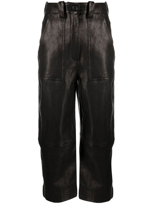 Black the Hewey Cropped Leather Trousers