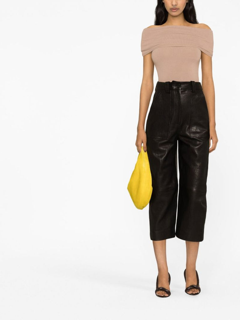 Black the Hewey Cropped Leather Trousers