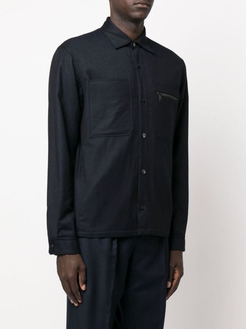 Blue Techmerino Padded Wool Overshirt
