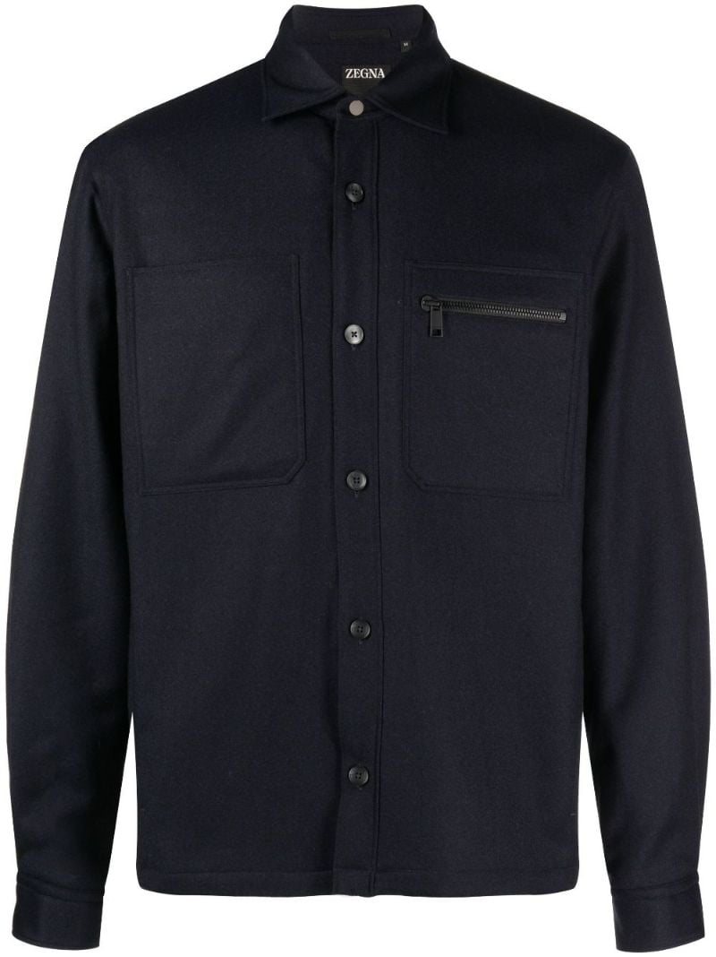 Blue Techmerino Padded Wool Overshirt