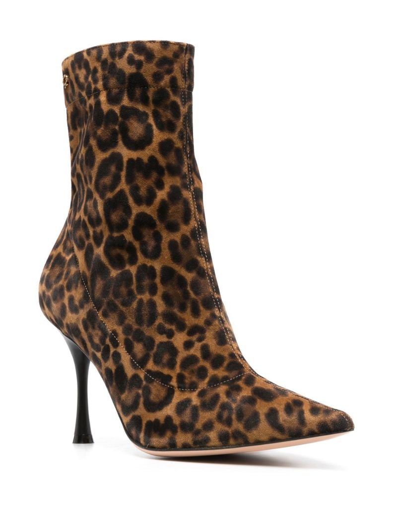 Brown Leopard Print Suede Ankle Boots