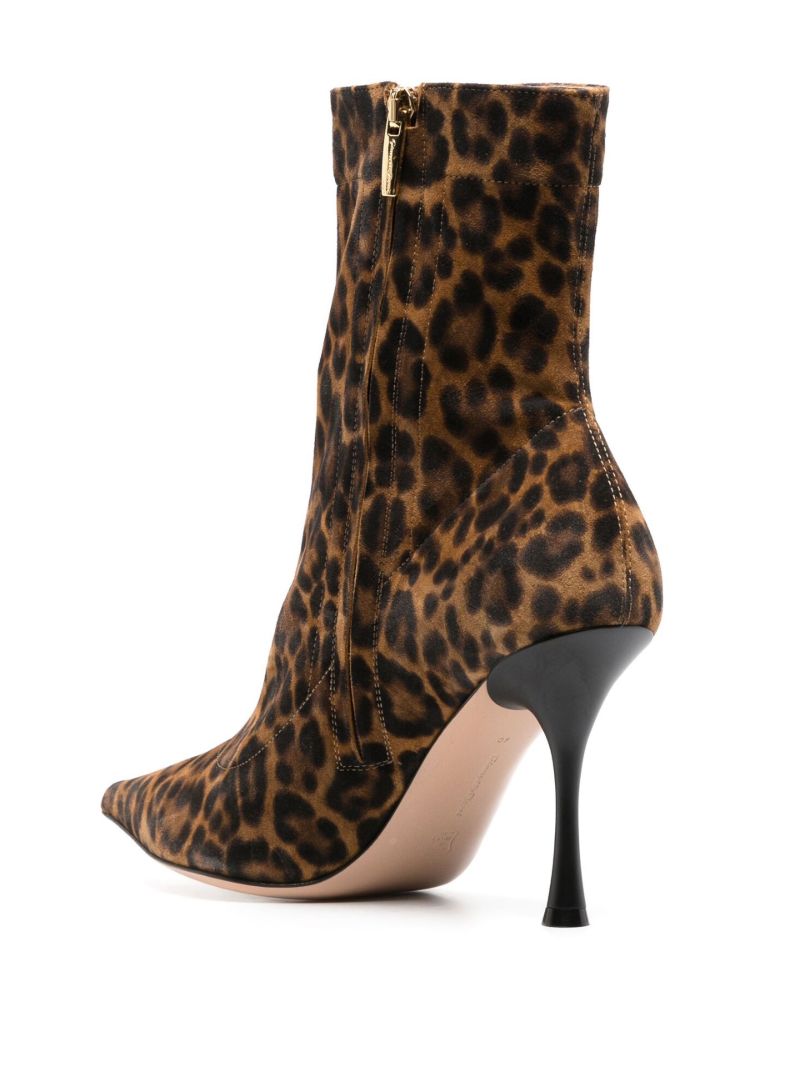 Brown Leopard Print Suede Ankle Boots