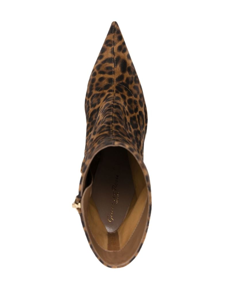 Brown Leopard Print Suede Ankle Boots