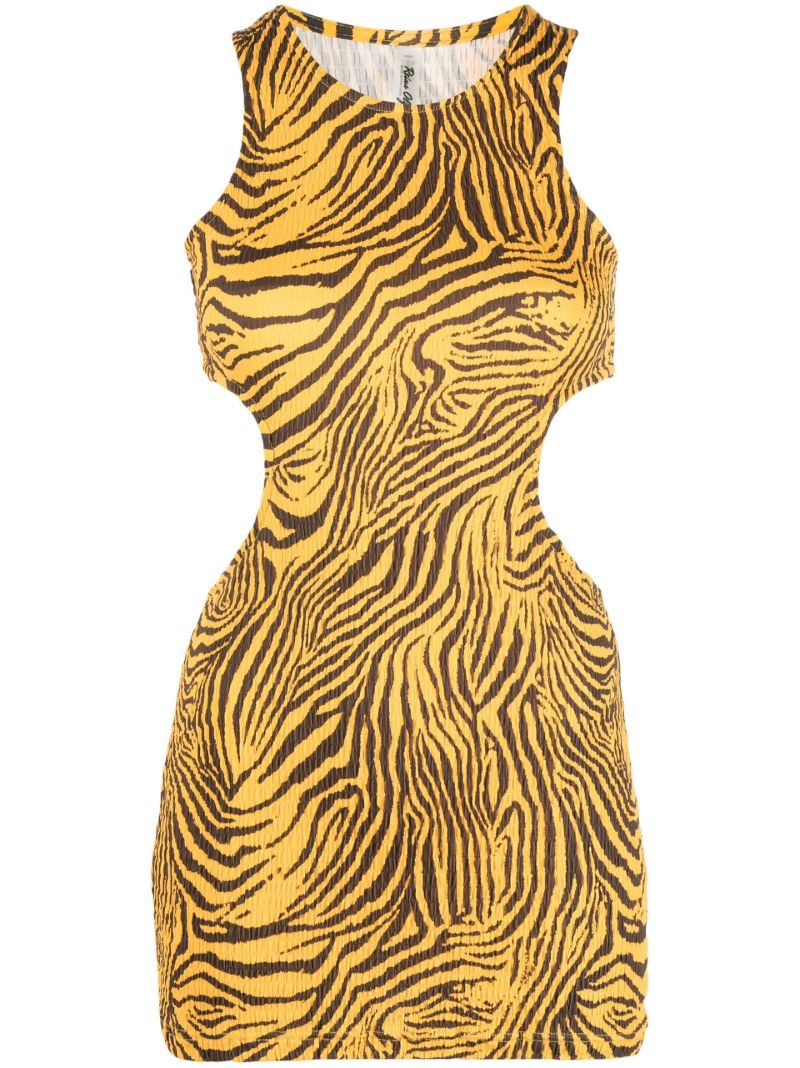 Yellow Tiger-print Mini Dress
