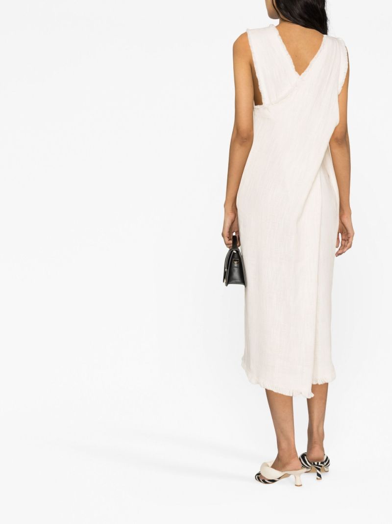 White Sleeveless Fringed Midi Dress