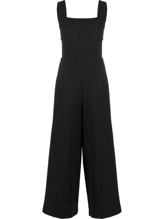 Black Wide-leg Cotton Jumpsuit
