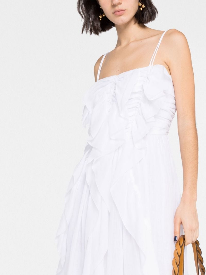 White Ruffled Ramie Midi Dress