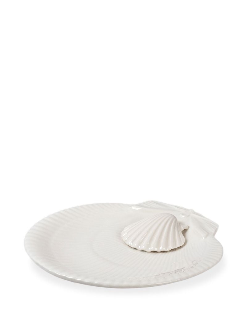 White Venere 3d Shell Dessert Plate Set