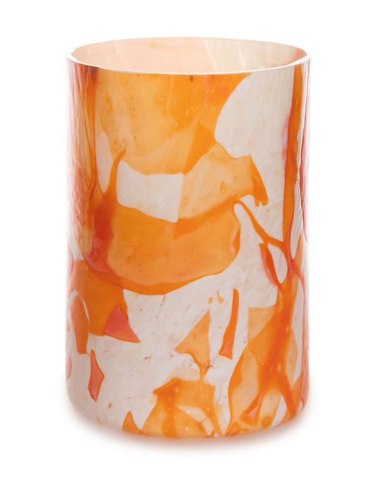 Blue and Orange Nougat Murano Glass Tumbler Set