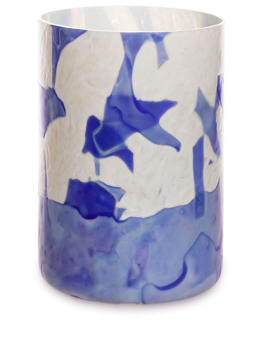 Blue and Orange Nougat Murano Glass Tumbler Set