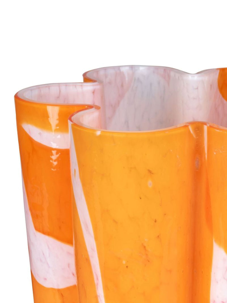 Orange Nougat Glass Bucket Vase