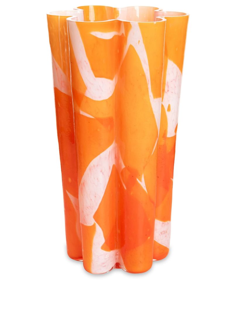 Orange Nougat Glass Bucket Vase