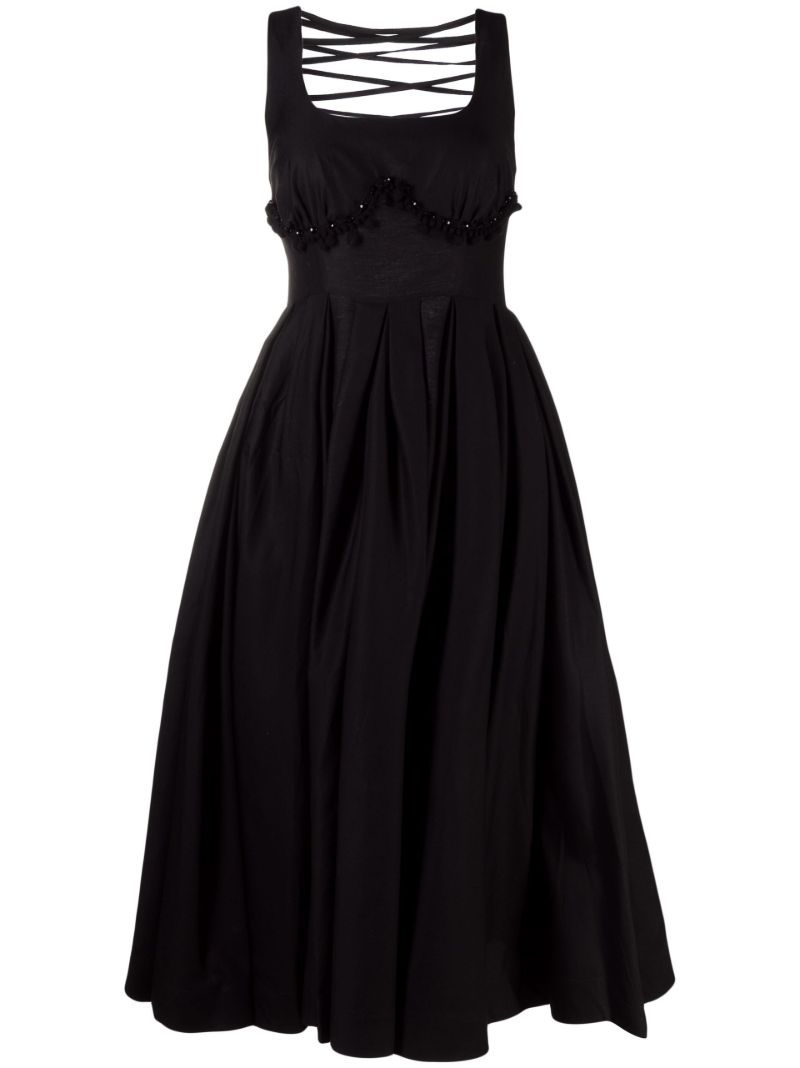 Black Lace-up Midi Dress