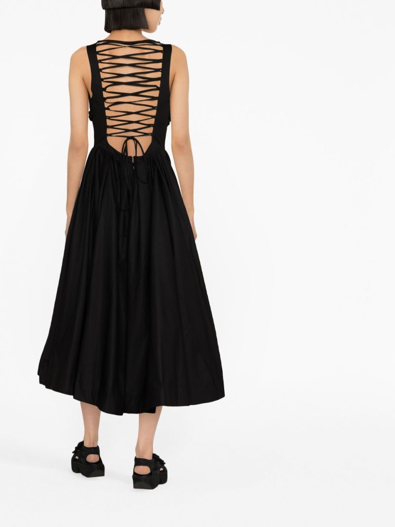 Black Lace-up Midi Dress