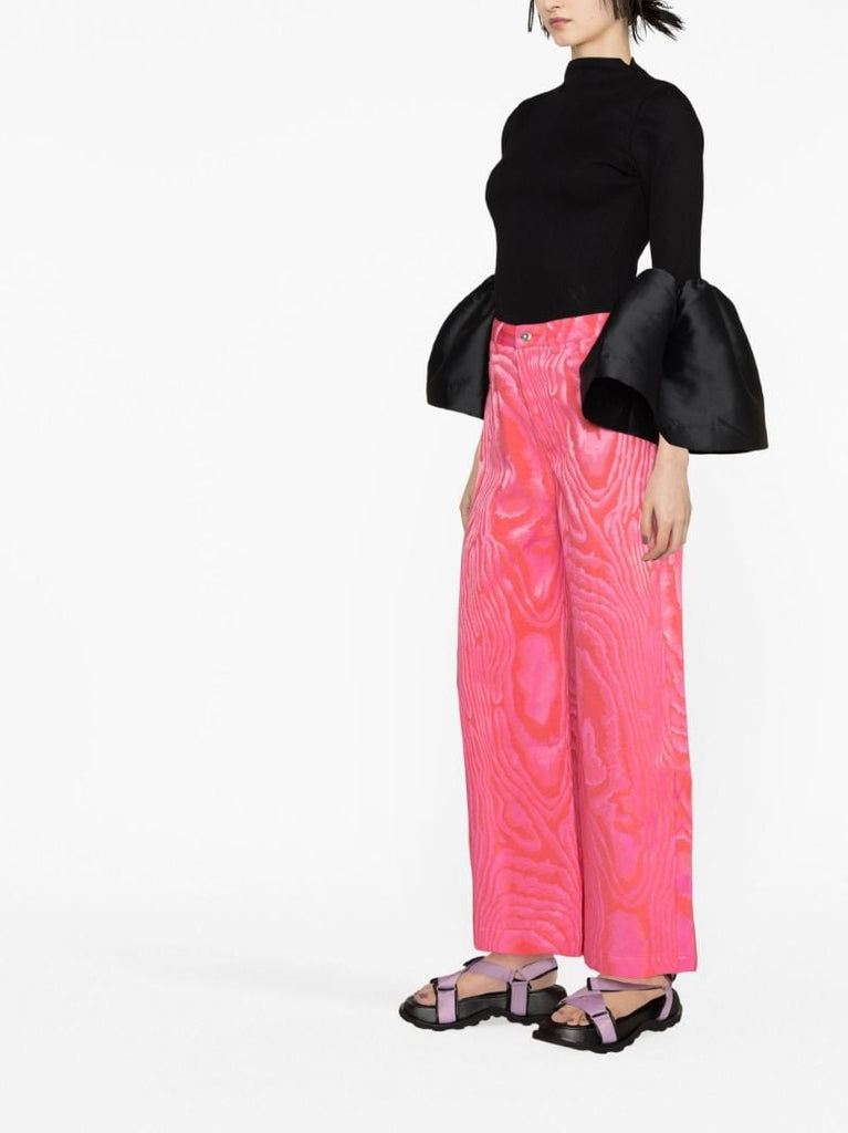 Pink Boyfriend Abstract Print Trousers