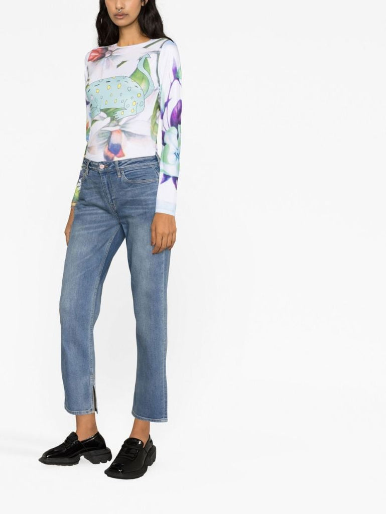 Blue Beksi Cropped Straight-leg Jeans
