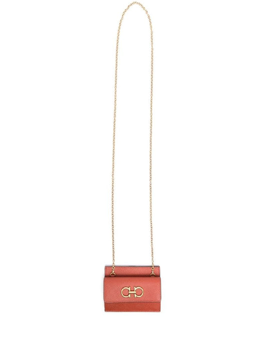 Orange Gancini Mini Leather Cross Body Bag