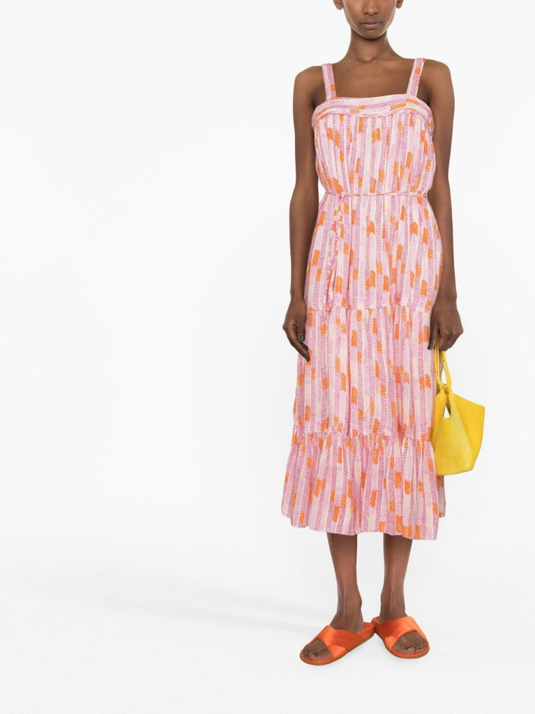 Pink Gigi Tiered Midi Dress