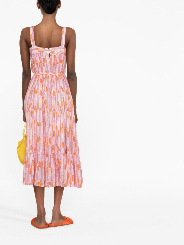 Pink Gigi Tiered Midi Dress