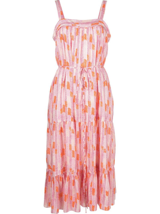 Pink Gigi Tiered Midi Dress