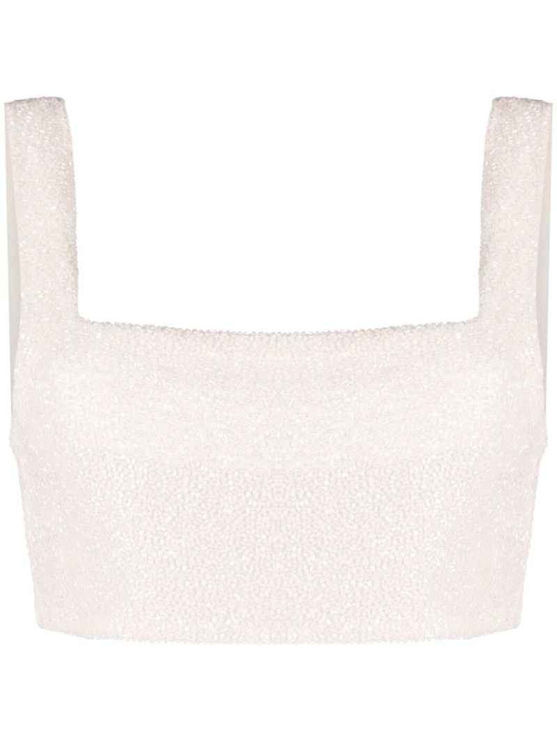 Pink Square-neck Cropped Top