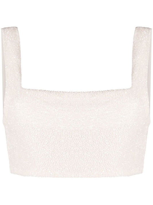 Pink Square-neck Cropped Top